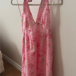 Pink Floral Halter Dress